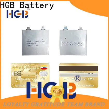 HGB ultrathin rechargeable lithium polymer batteries factory price for portable sensors power cards