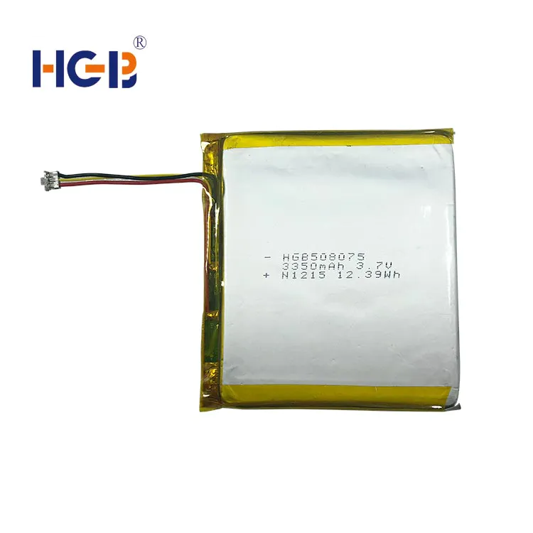 Flat lithium polymer battery 3.7V 1C 3350mAh HGB508075